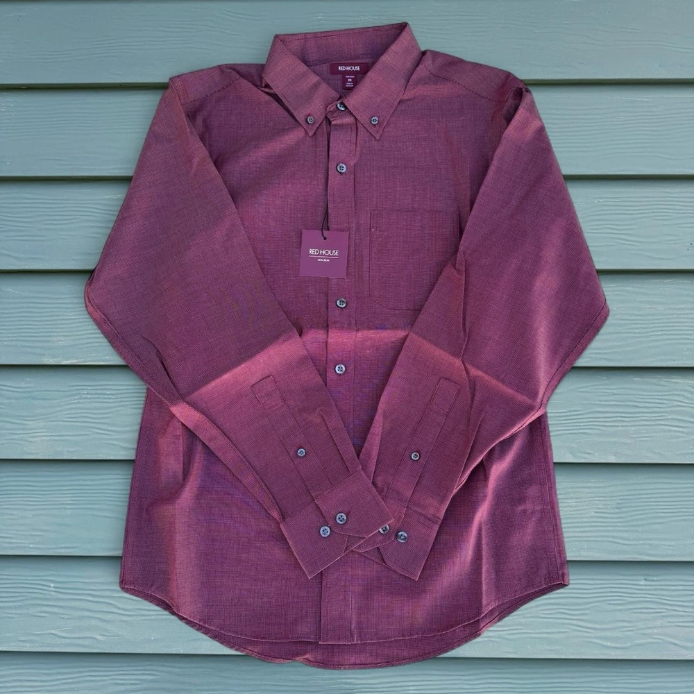 Red House Men's Maroon Button Down Shirt